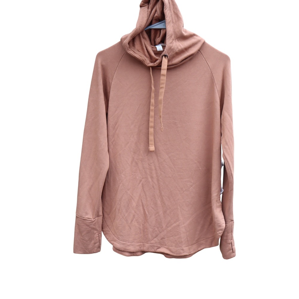 Scorpio Sol Womens brown high Neck Hoodie Thumbhole Pullover Activewear size S